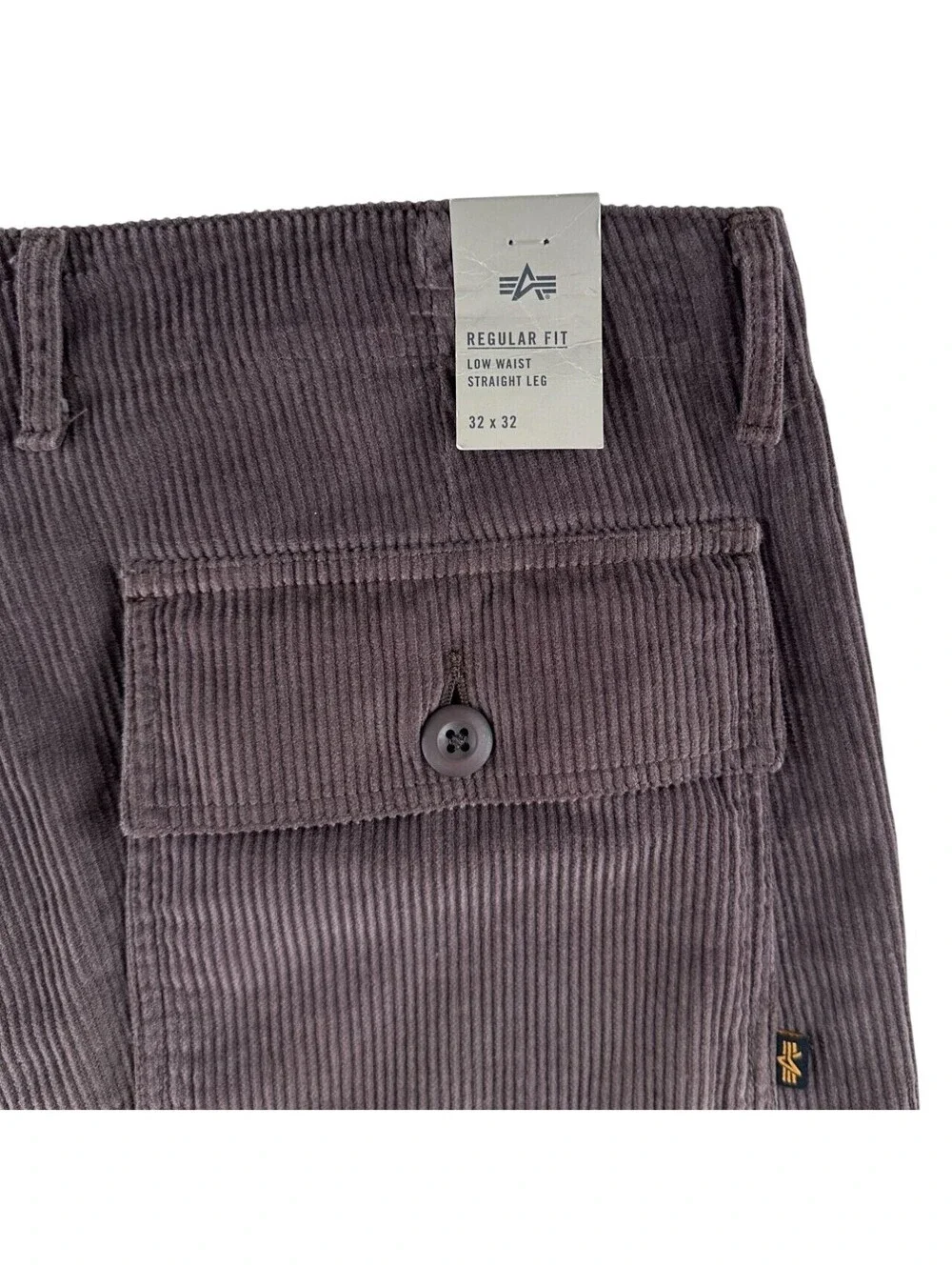 NEW Alpha Industries Corduroy Fatigue Pant Chocolate 32/32 Regular Fit Low Waist